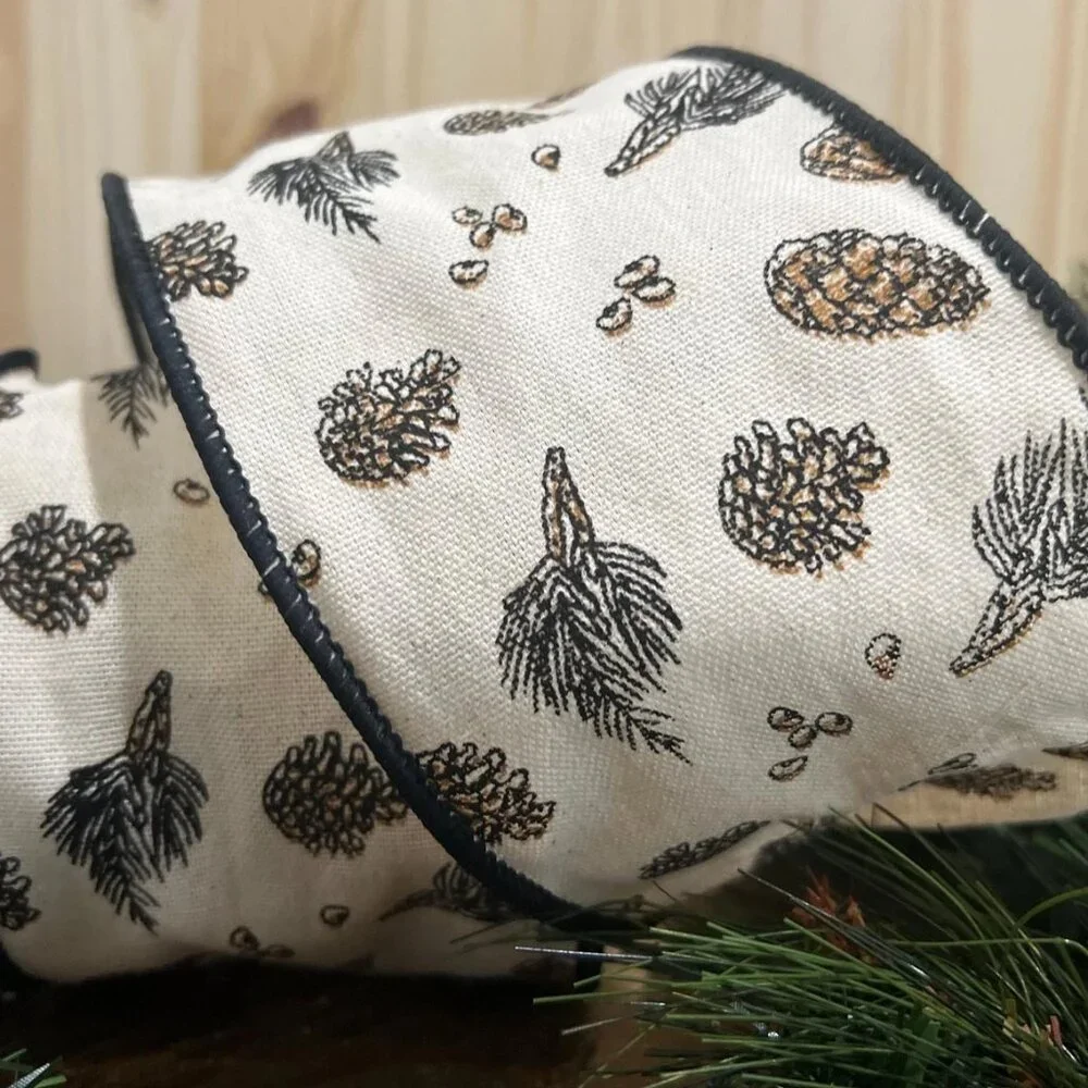 Canvas Pinecone Ribbon 4